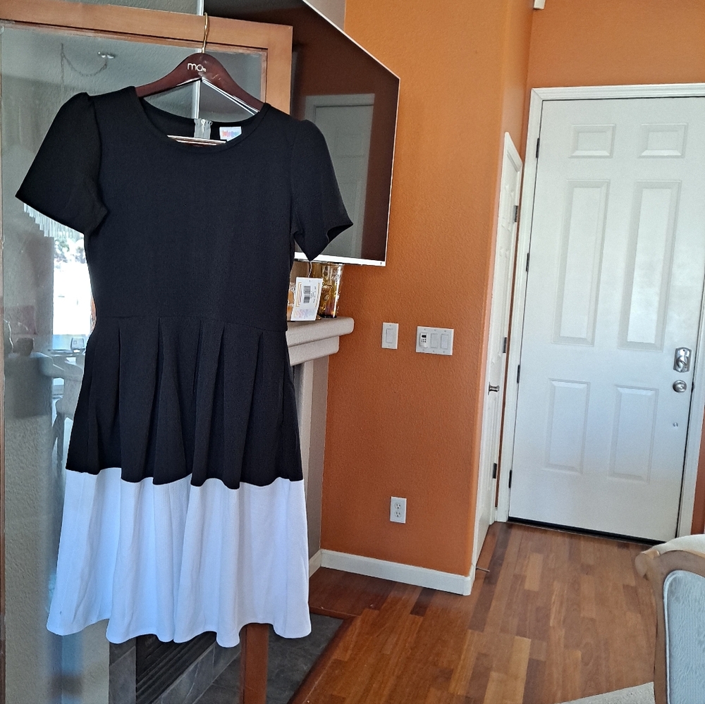 LulaRoe Amelia Dress - L - Black and White